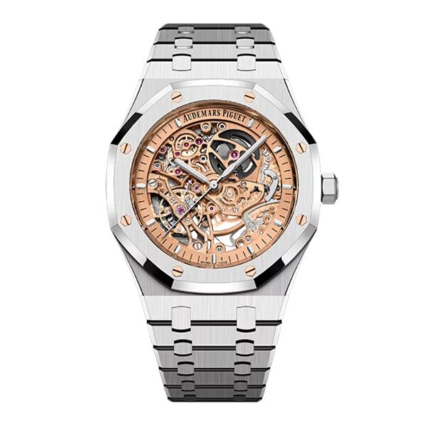 Audemars Piguet Royal Oak Double Balance Wheel Openworked Stainless Steel (Pink Gold-Toned Dial)
